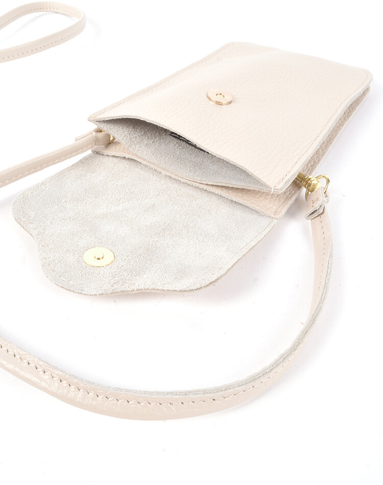 Lederen schoudertasje | Telefoontasje | Lang - 2 vakken