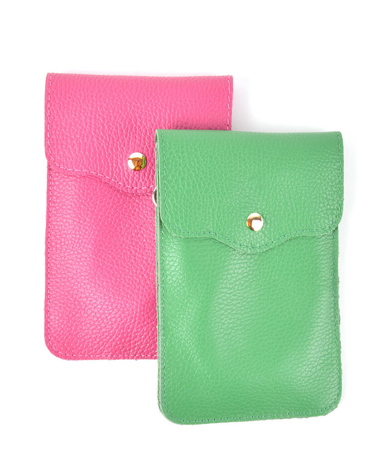 Kleine Leder-Schultertasche | Handytasche | Lang - 2 Fächer