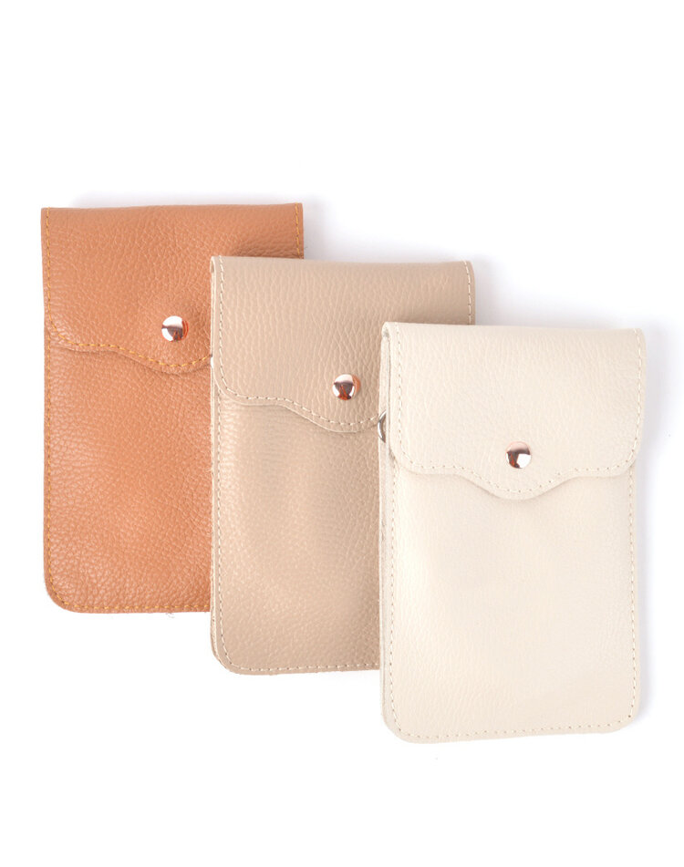 Lederen schoudertasje | Telefoontasje | Lang - 2 vakken