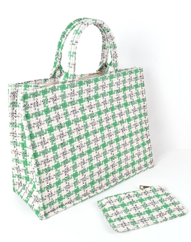 Handtas Stof Geblokt | 900173