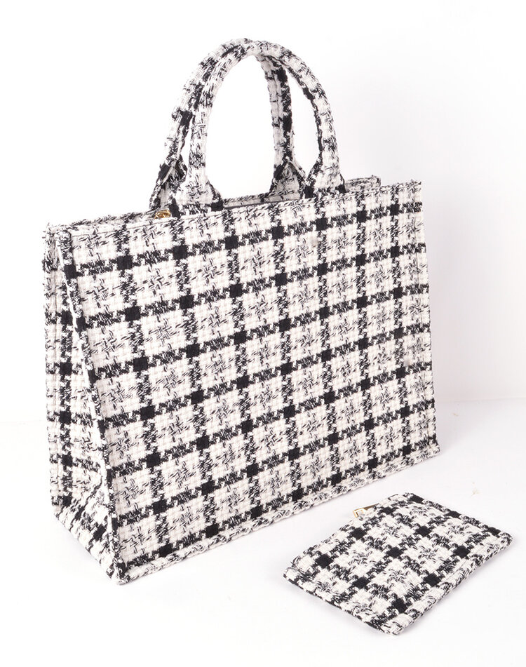 Handtas Stof Geblokt | 900173