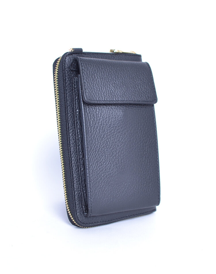 Lederen portemonnee / telefoontasje goud