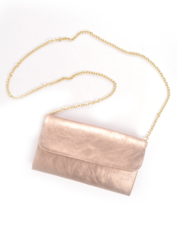 Leather shoulderbag  / clutch metallic