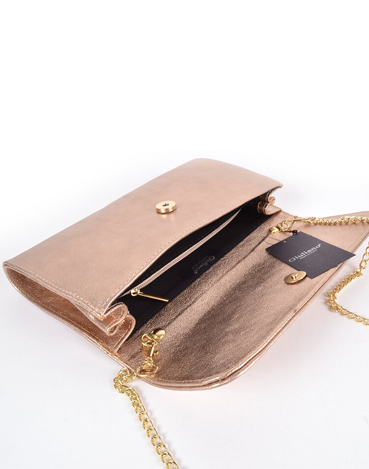 Lederen schoudertas / clutch metallic