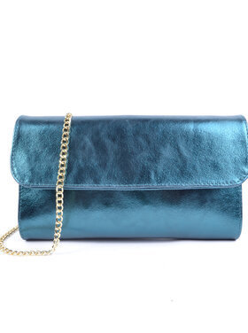 Leather shoulderbag  / clutch metallic