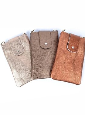 Lederen telefoontasje metallic