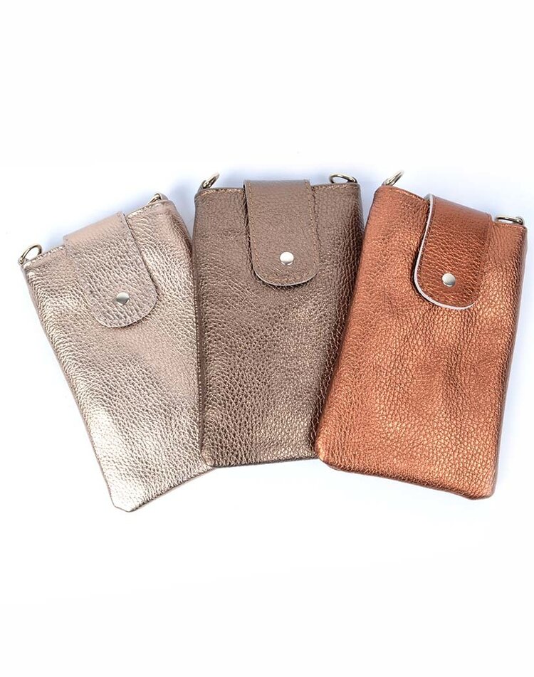 Leather phonebag metallic
