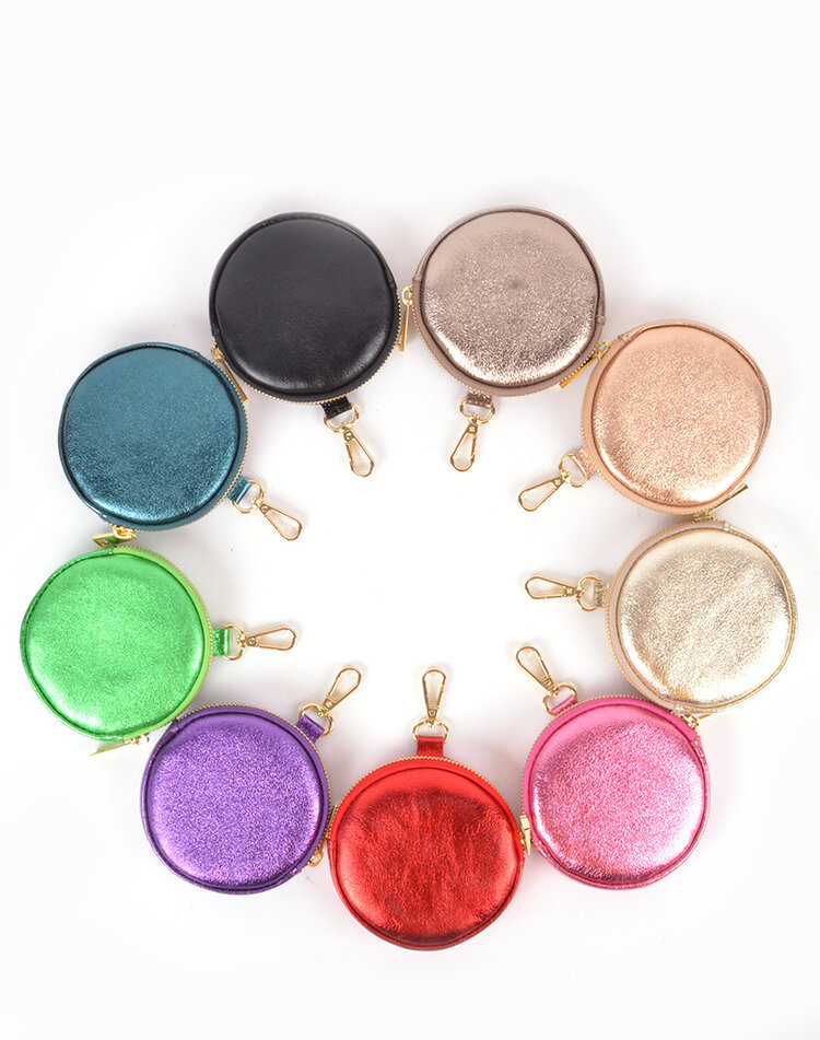 Leder-Etui - Rund Metallic