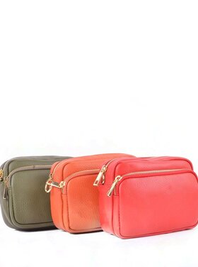 Leder-Schultertasche mit 2 Fächern | 552831