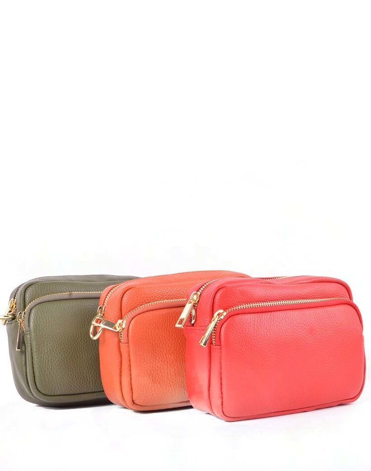 Leder-Schultertasche mit 2 Fächern | 552831