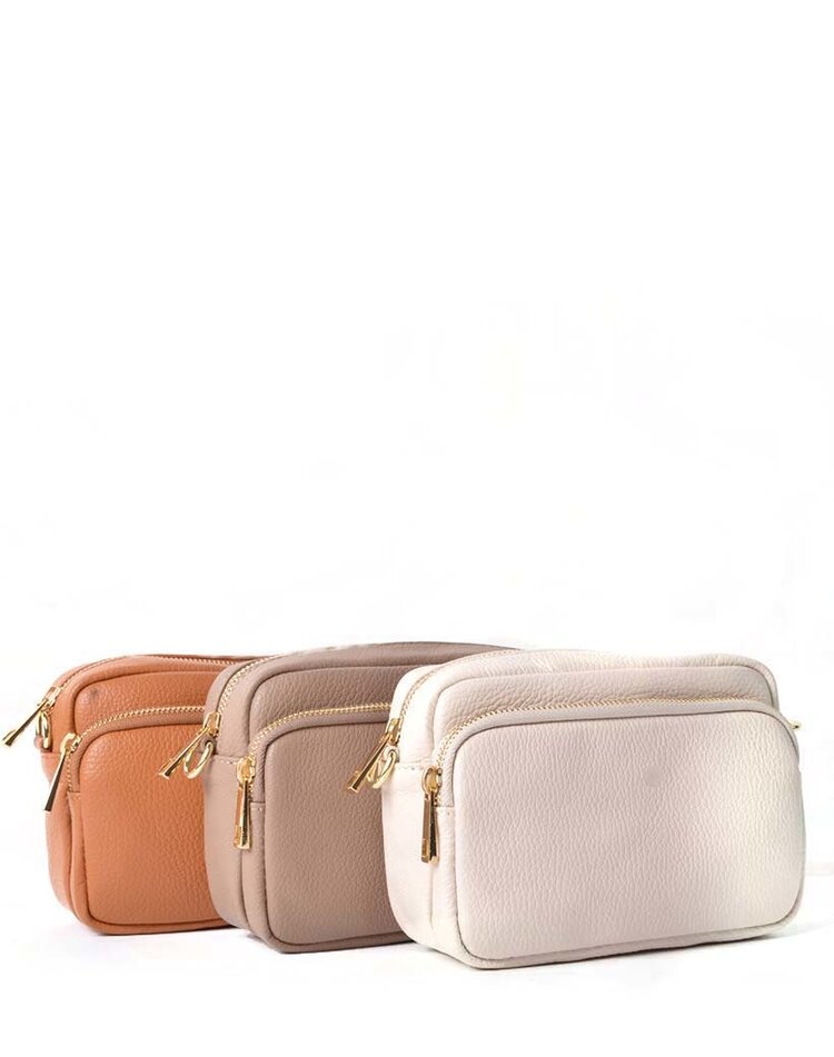 Leder-Schultertasche mit 2 Fächern | 552831
