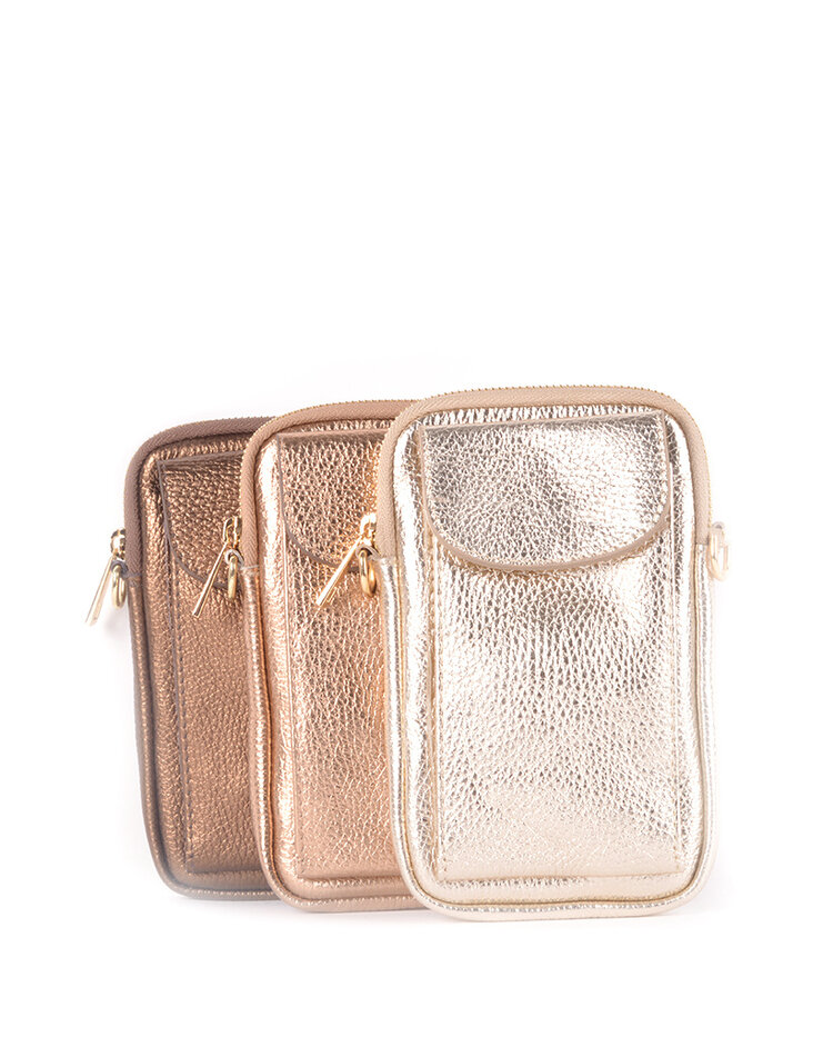 Lederen telefoontasje metallic  5527921