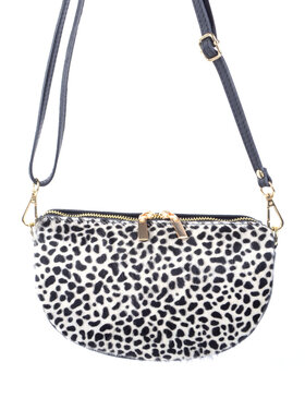 Kleine Leder-Schultertasche | Fell | Print | 900168