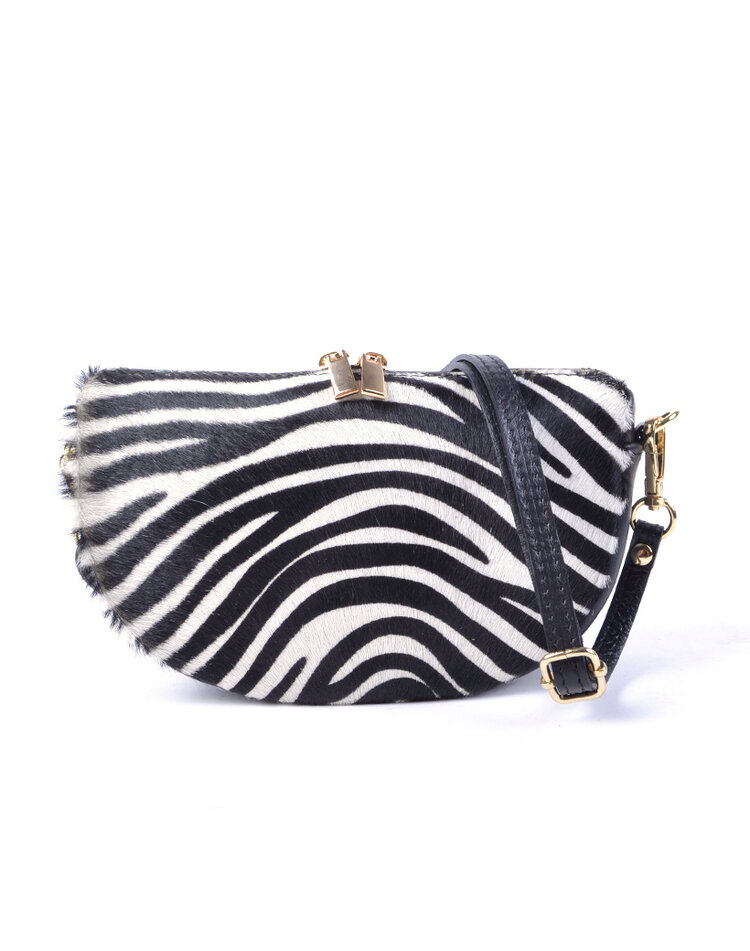 Kleine Leder-Schultertasche | Fell | Print | 900168