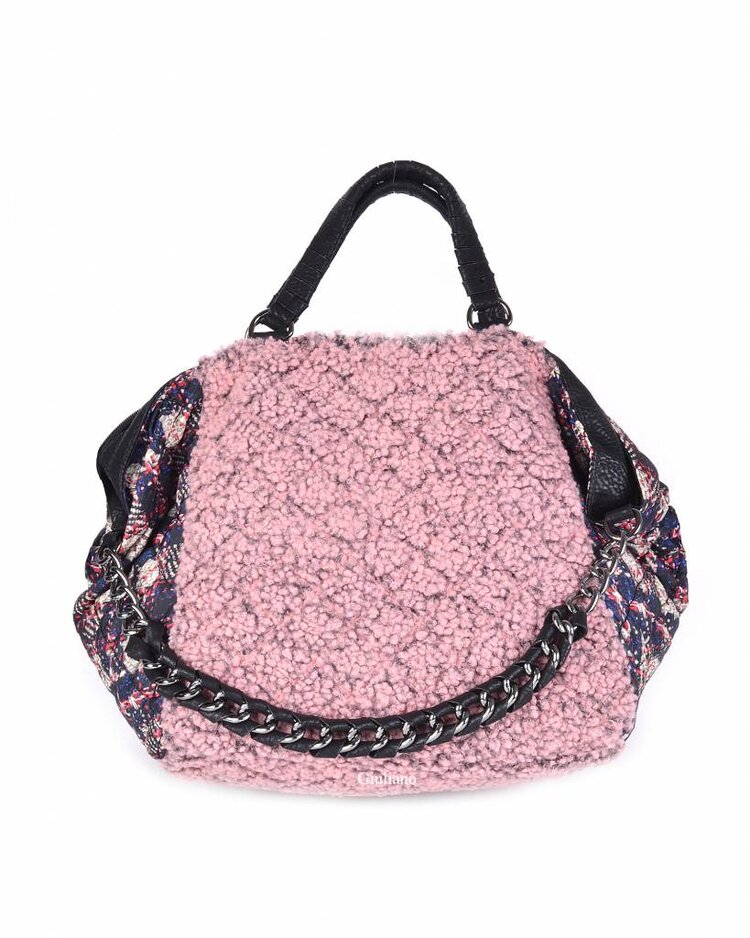 Wool with artificial leather handbag | 0030002