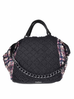 Wool with artificial leather handbag | 0030002