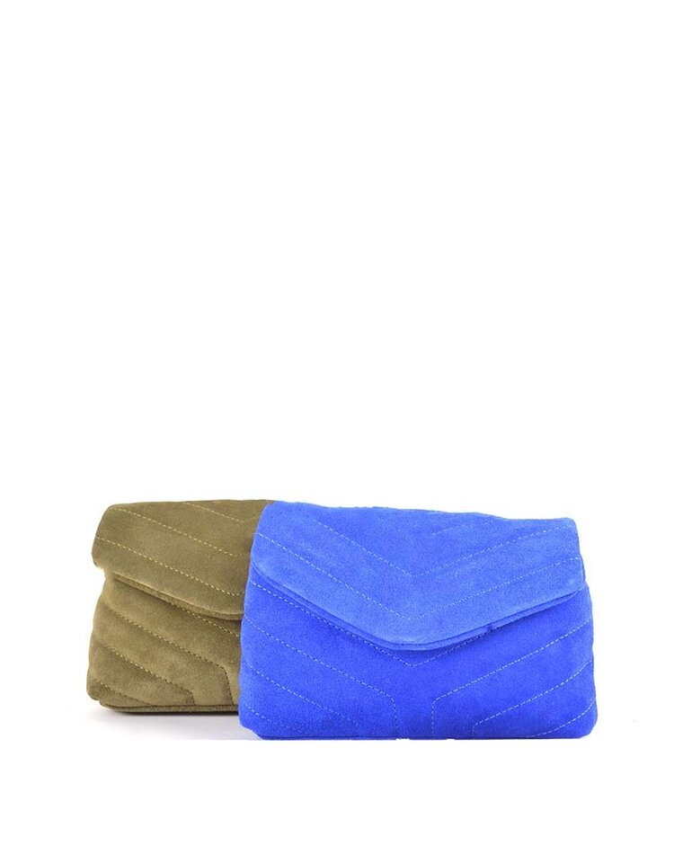 Leather shoulderbag metallic suede | Stitching