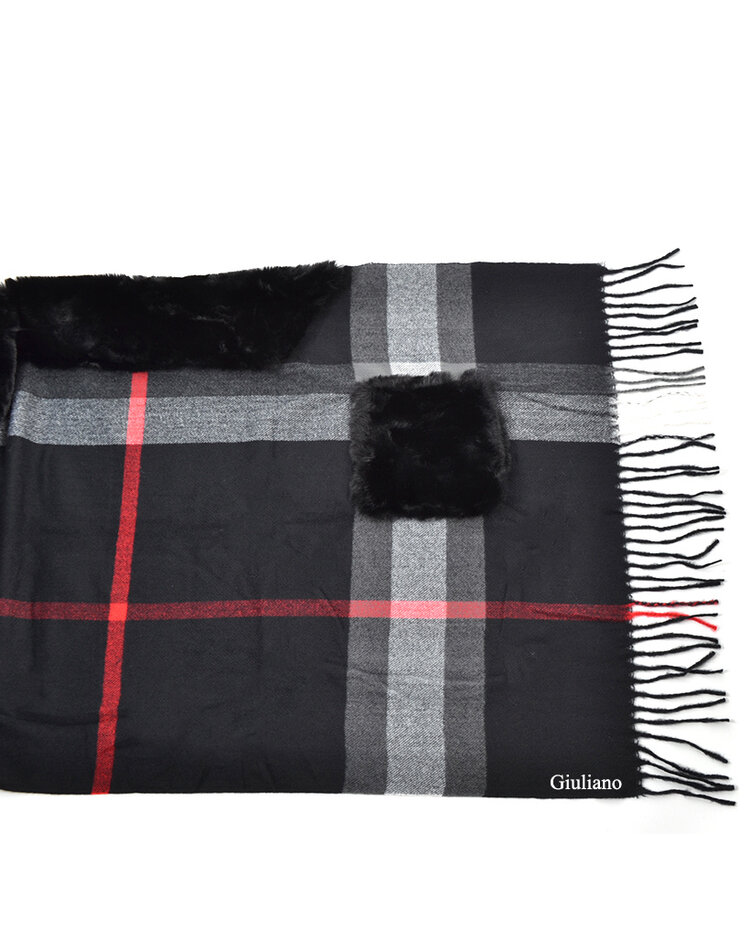 Poncho/ Schal mit Kunstfell | 700248