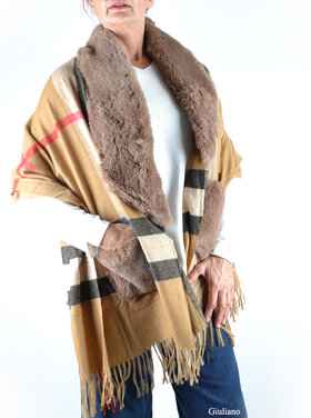 Poncho/ Schal mit Kunstfell | 700248