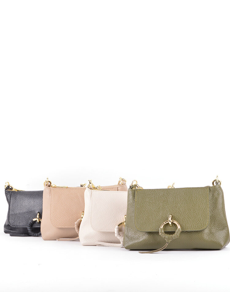 Leder-Schultertasche mit Ring | 552838