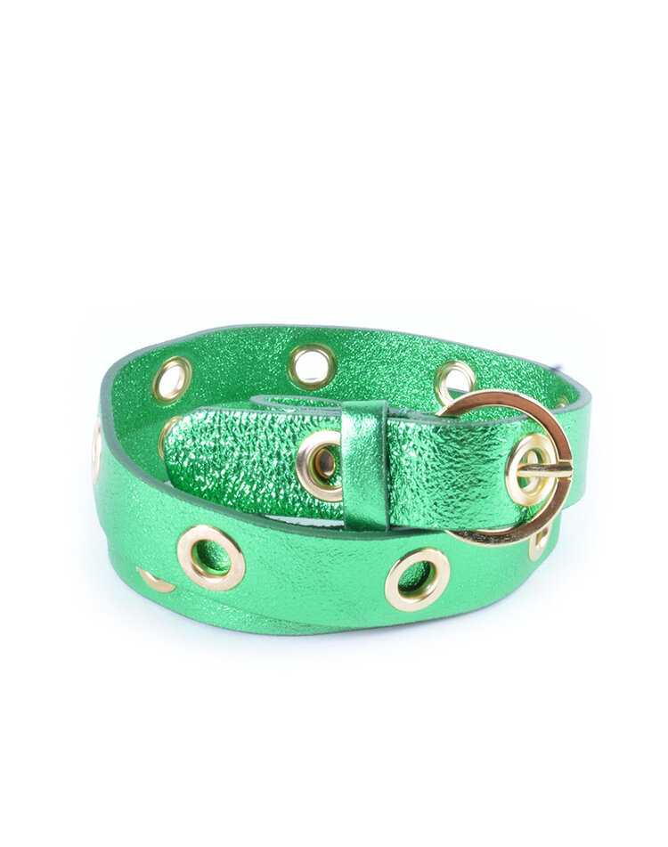 Gürtel - Metallösen Leder Metallic | 800005