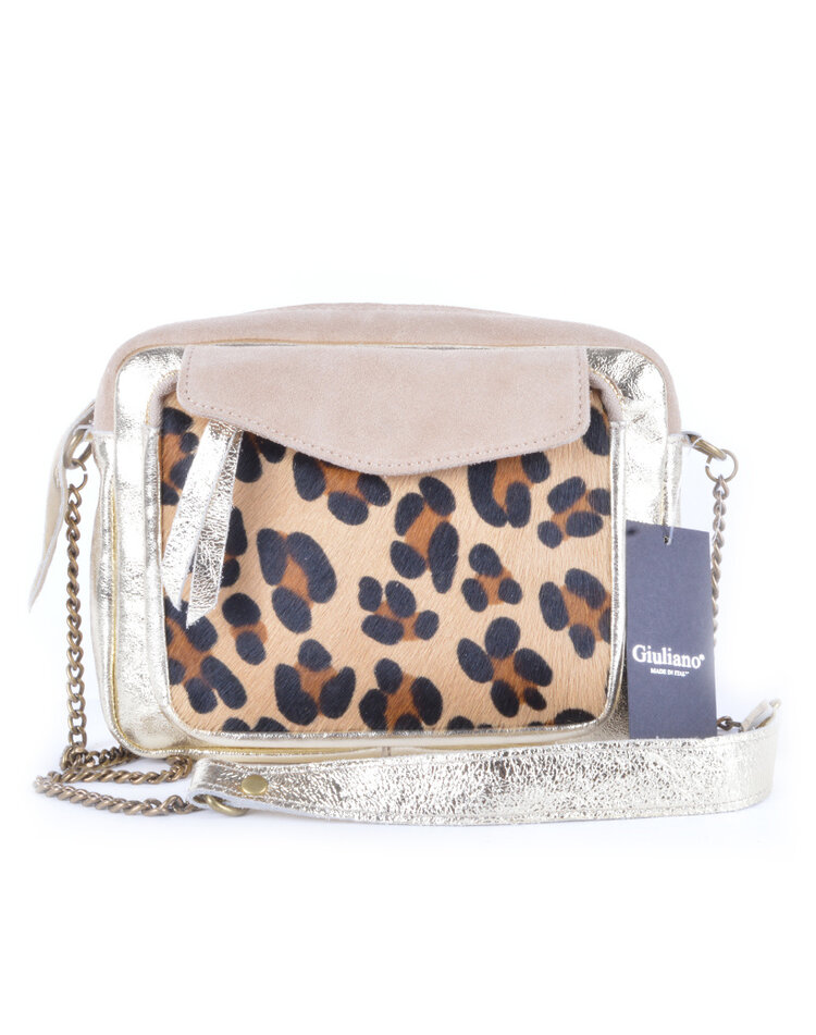 Leder-Schultertasche Leopard | 552850