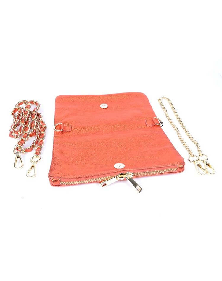 Lederen schoudertas metallic | 552725