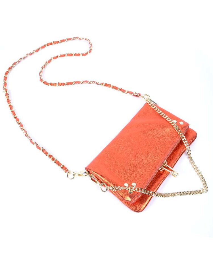 Leder-Schultertasche Metallic | 552725
