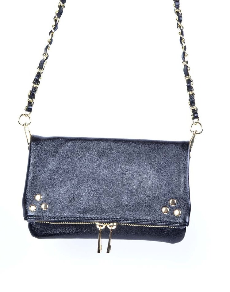 Leder-Schultertasche Metallic | 552725