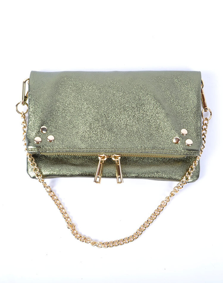 Lederen schoudertas metallic | 552725