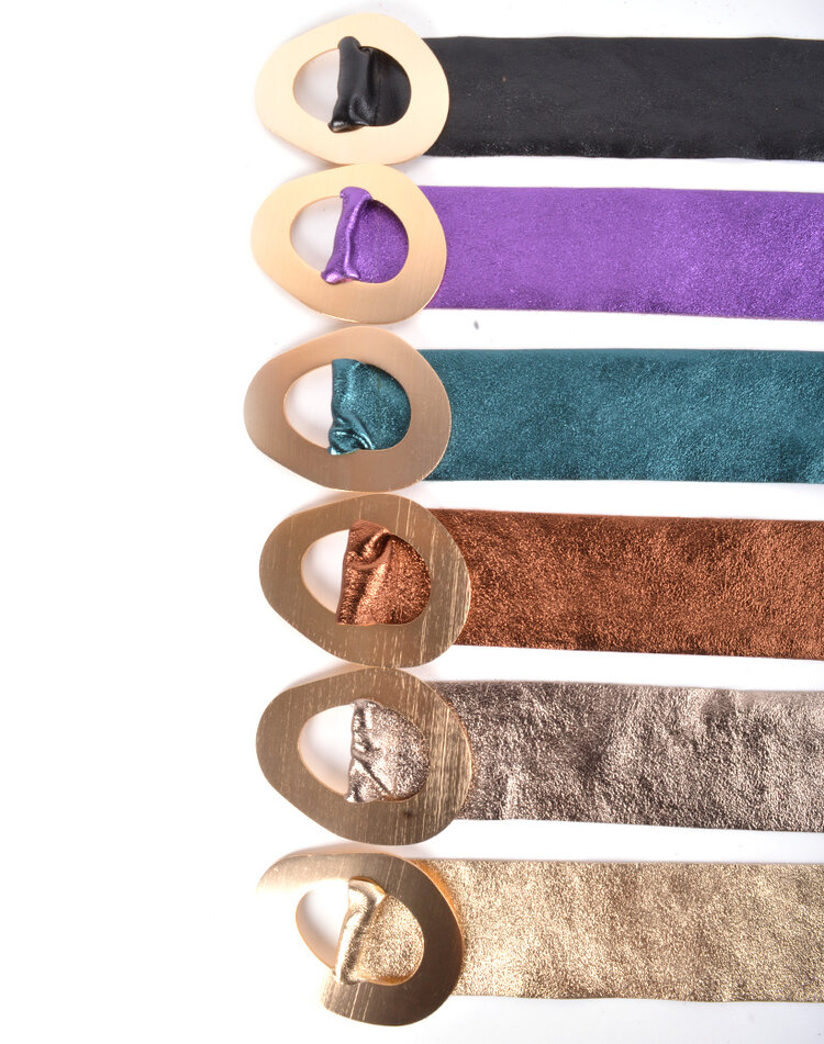 Leren riemen | 400086 METALLIC