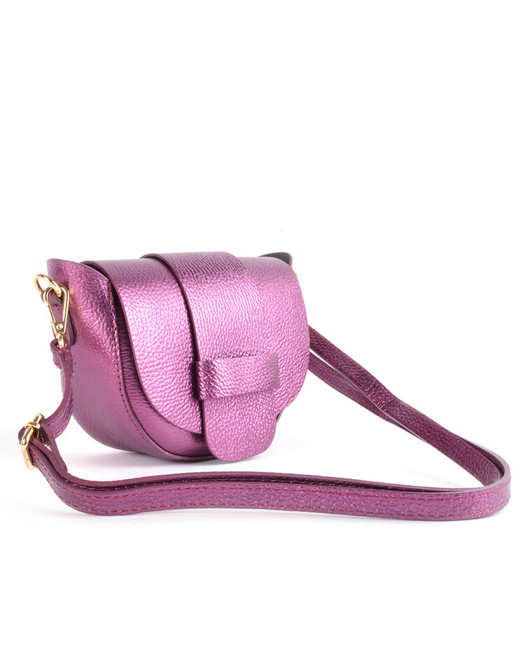 Leder-Schultertasche Metallic