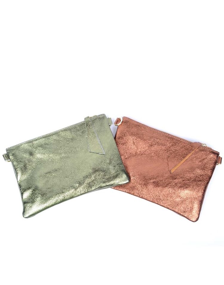 Kleine Wildleder-Schultertasche Metallic900026
