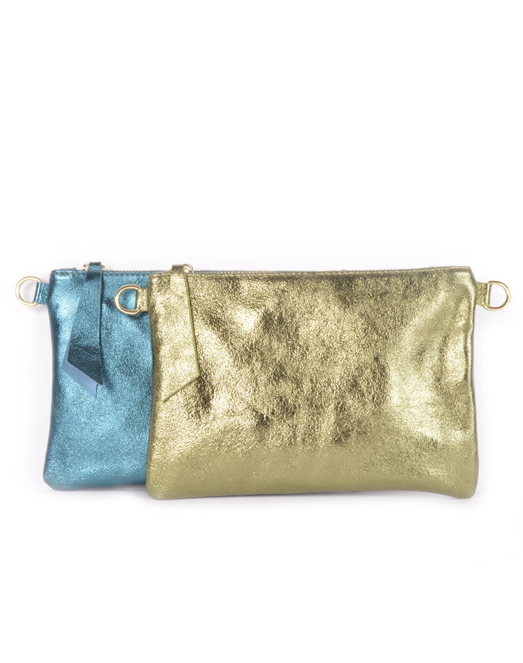 Kleine Wildleder-Schultertasche Metallic900026