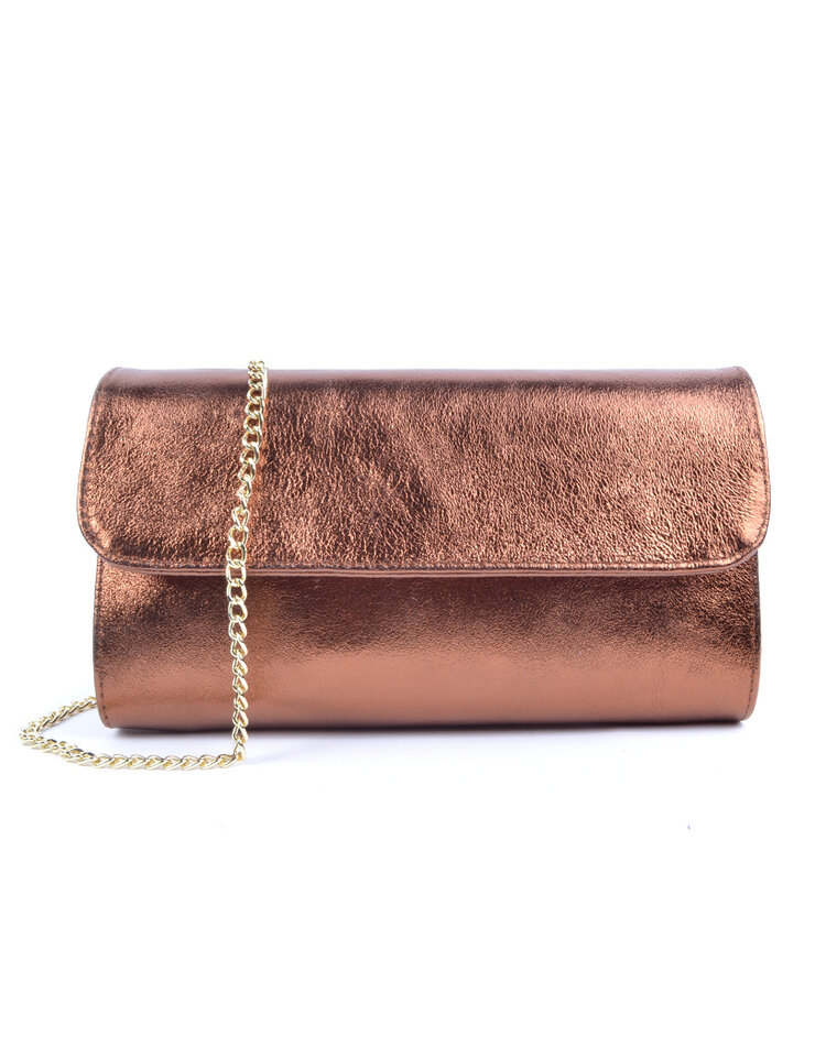 Leather shoulderbag  / clutch metallic