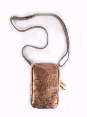 Kleine Leder-Schultertasche | Lang Metallic | 9000412