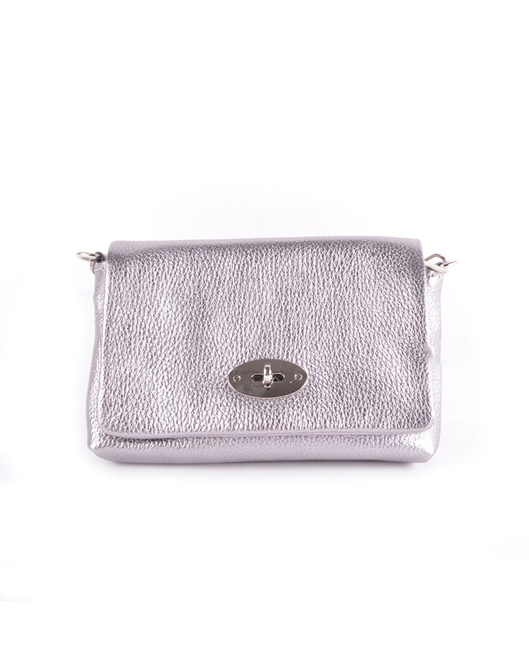 Leder-Schultertasche Metallic