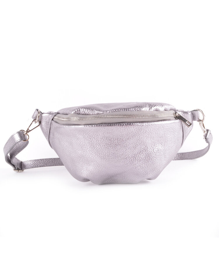Leder-Schultertasche Metallic