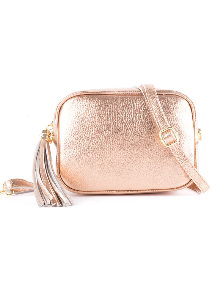 Lederen schoudertas metallic