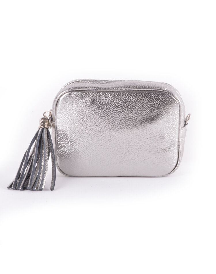 Lederen schoudertas metallic