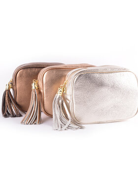 Lederen schoudertas metallic