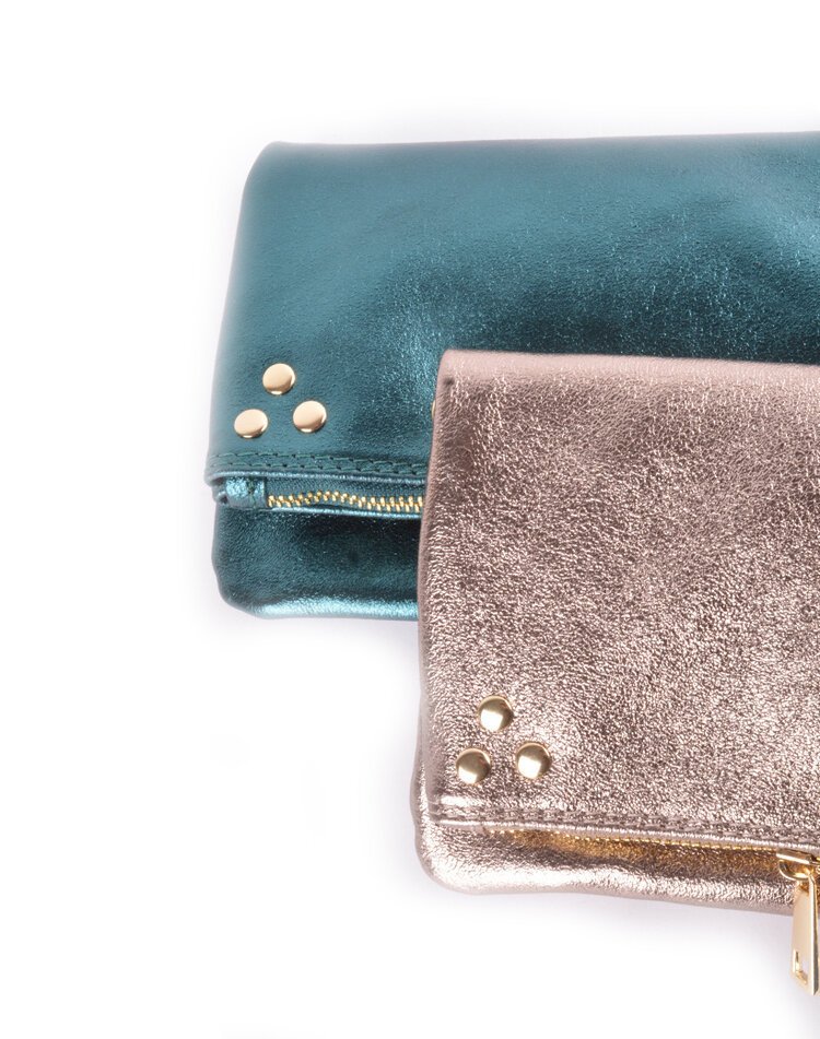 Leder-Schultertasche Metallic | 552725