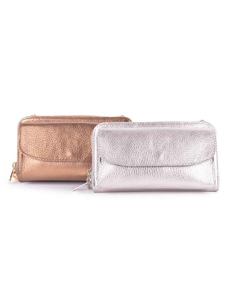 Leder-Geldbörse / Handytasche Metallic