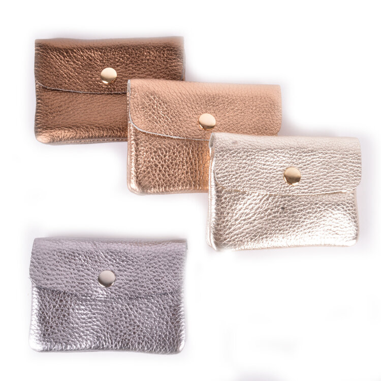 Leder-Geldbörse - Metallic