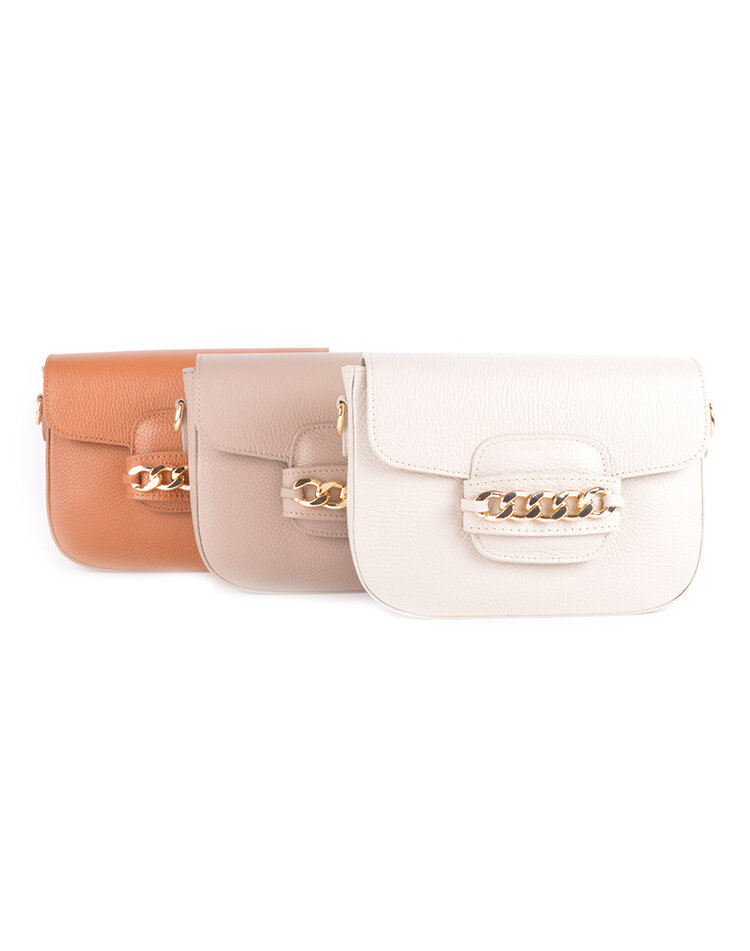 Leder-Schultertasche Chain