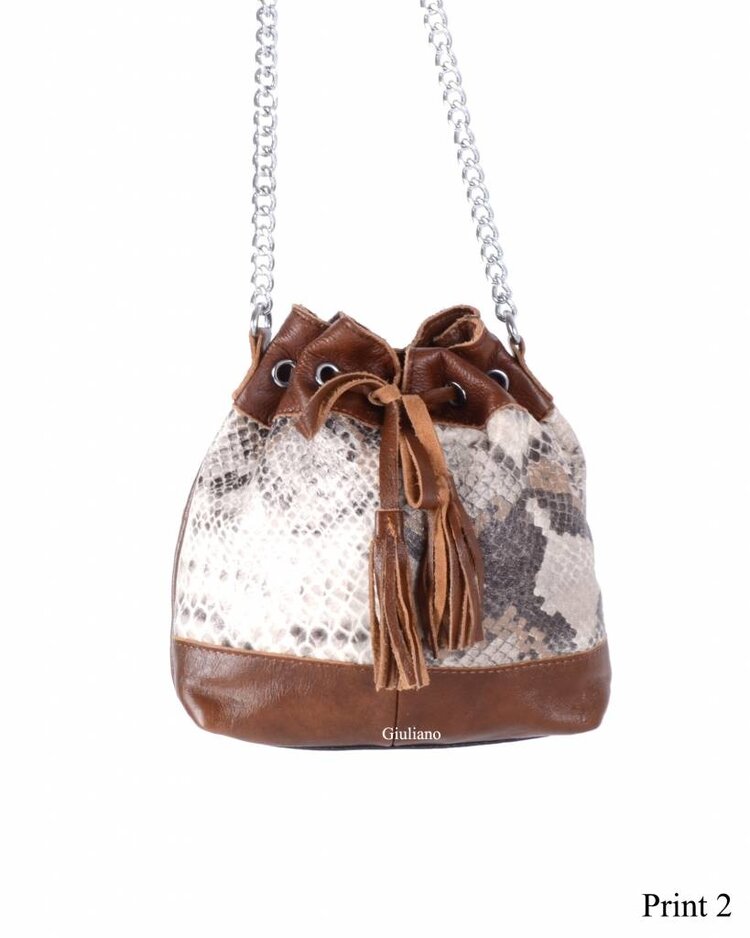 Kleine Leder-Schultertasche | Fell | Print