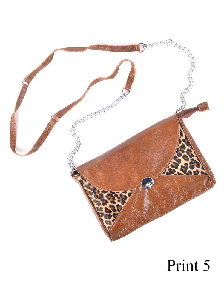 Kleine Leder-Schultertasche | Fell | Print