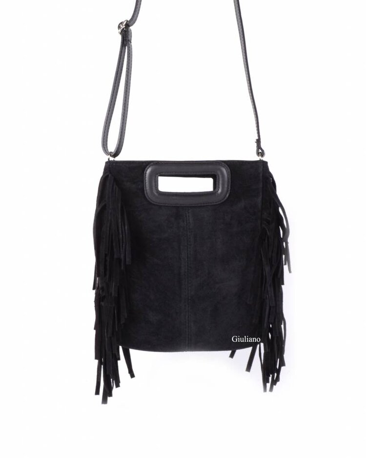 Wildleder-Schultertasche | Fransen | 552423 WILDLEDER