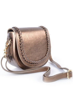 Leder-Schultertasche Metallic