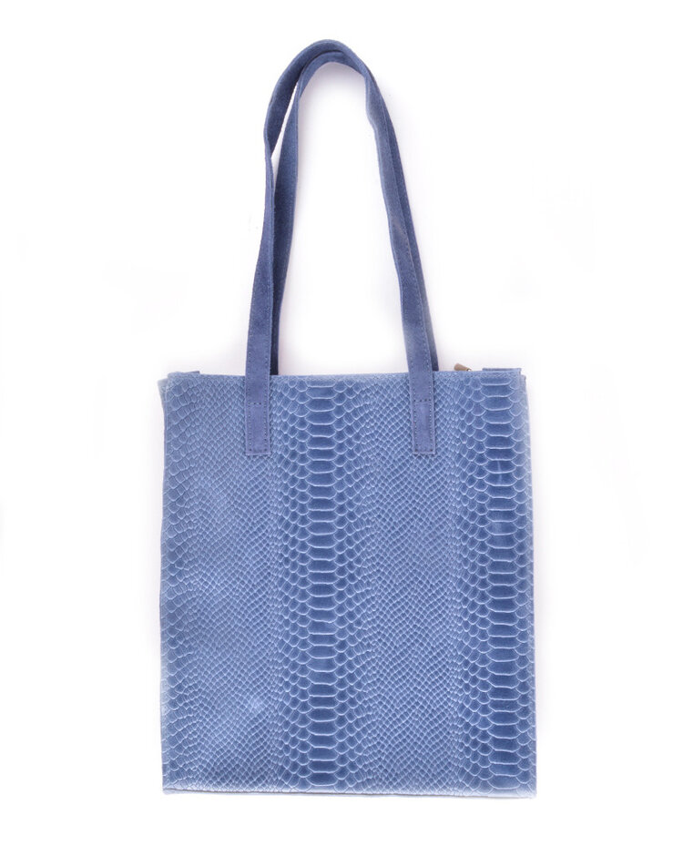 Wildleder-Shopper mit Leder | Kroko | 552431